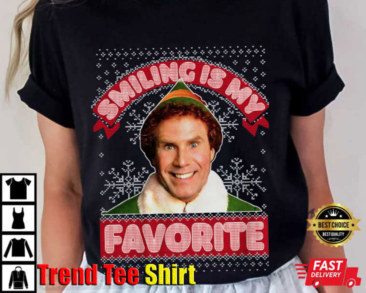 Elf Smiling is My Favorite Christmas Movie T-Shirt