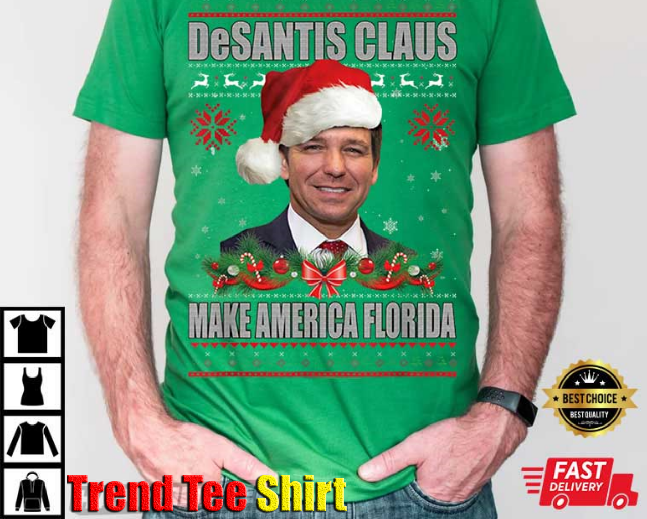 Funny DeSantis Claus Make America Florida Xmas T-Shirt