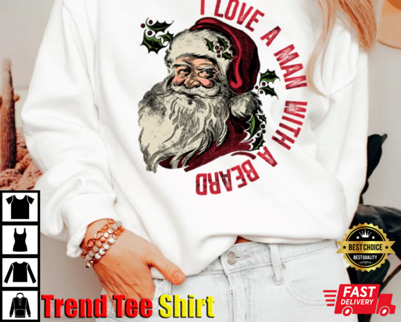 Funny Santa Beard Cute Christmas T-Shirt