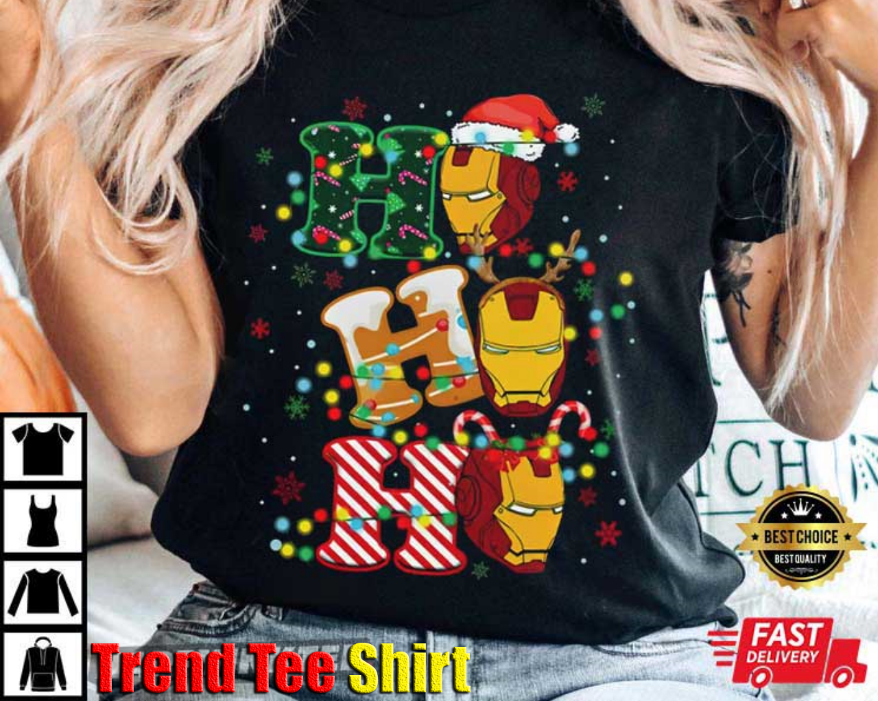 Funny Santa Iron Man Ho Ho Ho Christmas T-Shirt