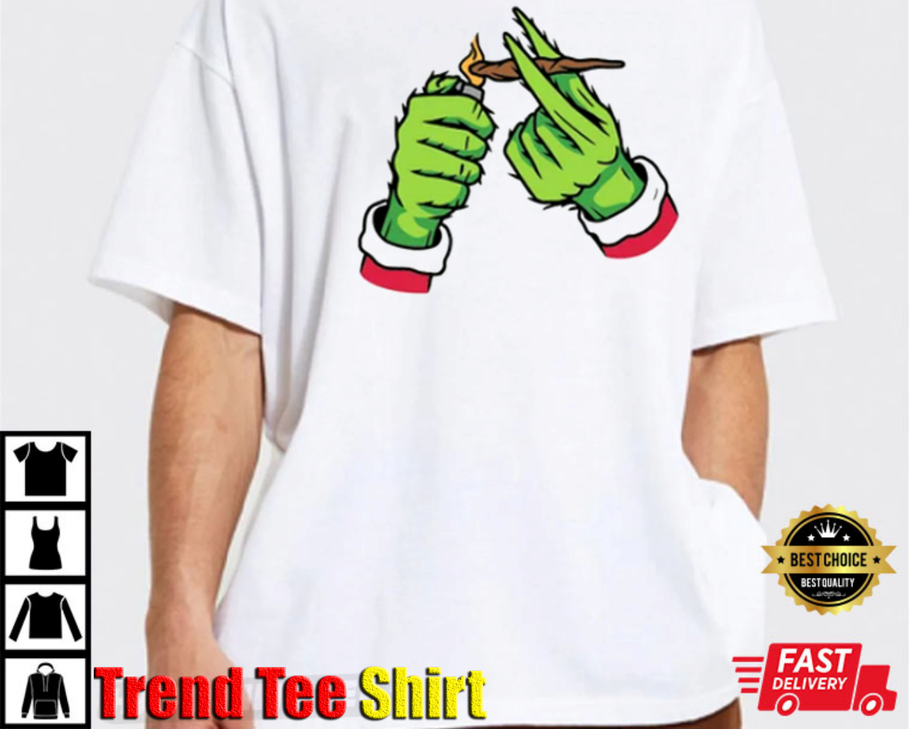 Funny Smoking Grinch Gifts For Christmas T-Shirt