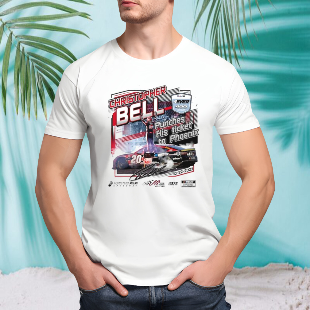Christopher Bell Checkered Flag Sports White 2023 4EVER 400 Presented by Mobil 1 Race Winner T-Shirt