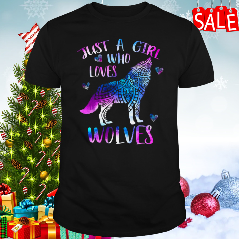 Just A Girl Who Loves Wolves Lover Watercolor Wolf shirt