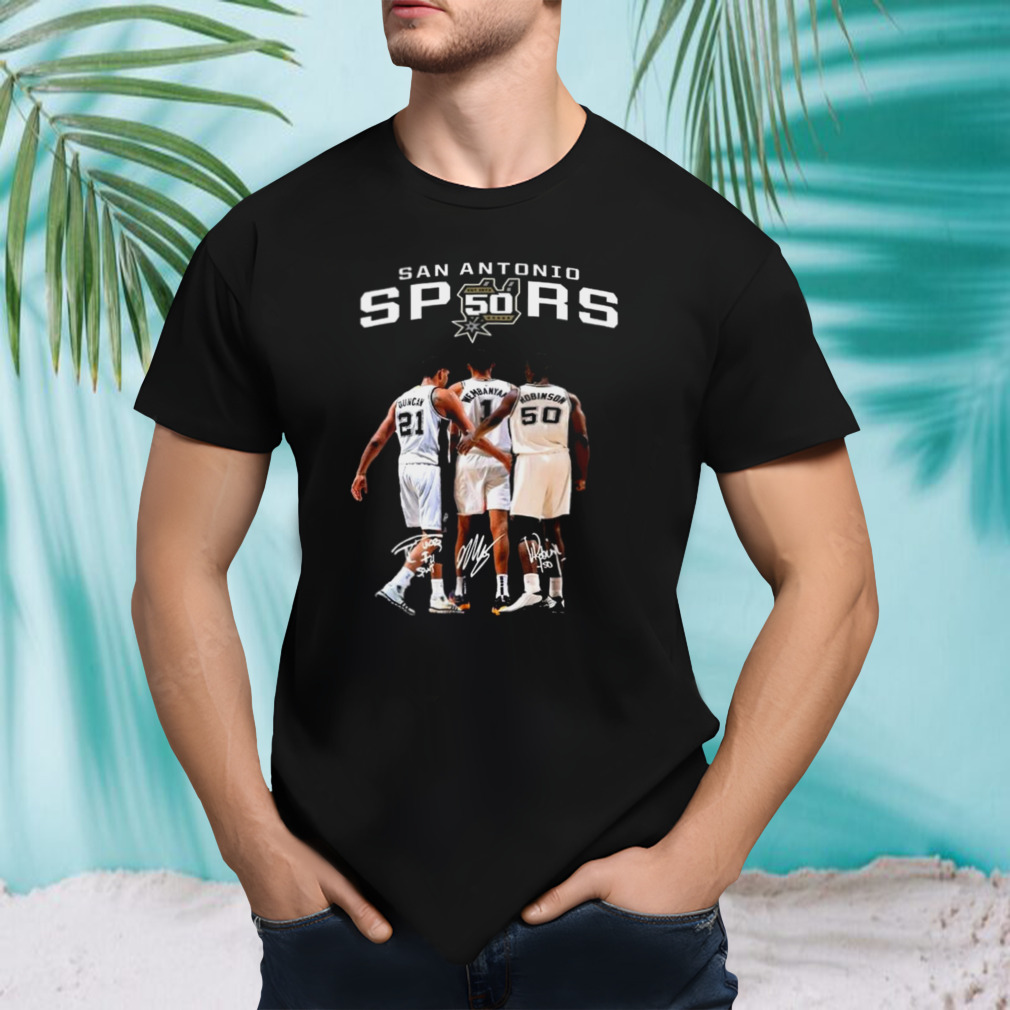 San Antonio Spurs Duncan Wembanyama And Robinson Signatures T-shirt