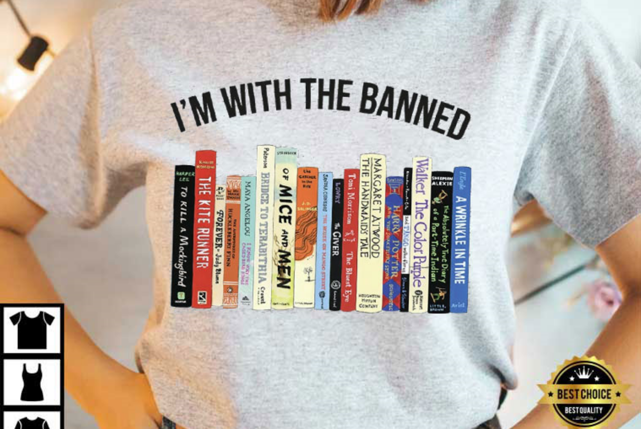 I'm With The Banned, Banned Books Reading Woman's Best T-Shirt