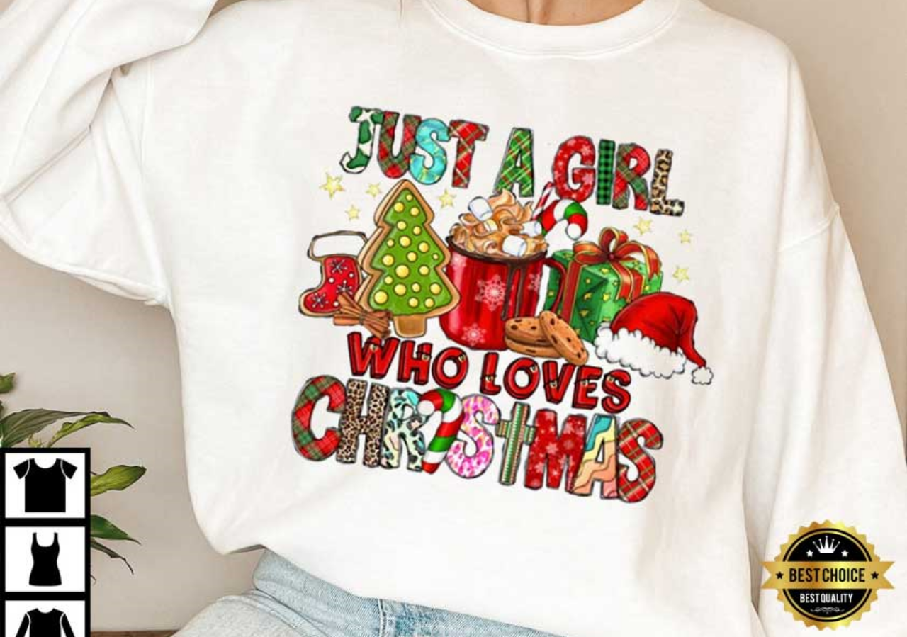 Just A Girl Who Loves Christmas Holiday Winter T-Shirt