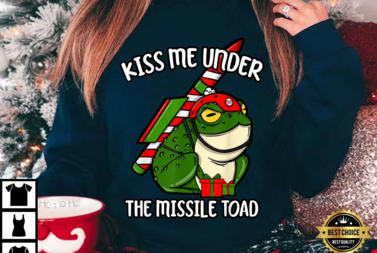 Kiss Me Under The Missile Toad Funny Christmas T-Shirt