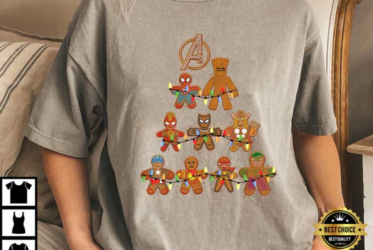 Marvel Gingerbread Cookie Comfort Colors Christmas T-Shirt