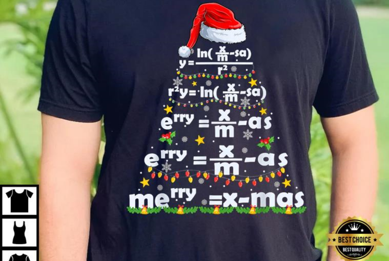 Math Equation Merry X-mas Funny Math Teacher Christmas T-Shirt