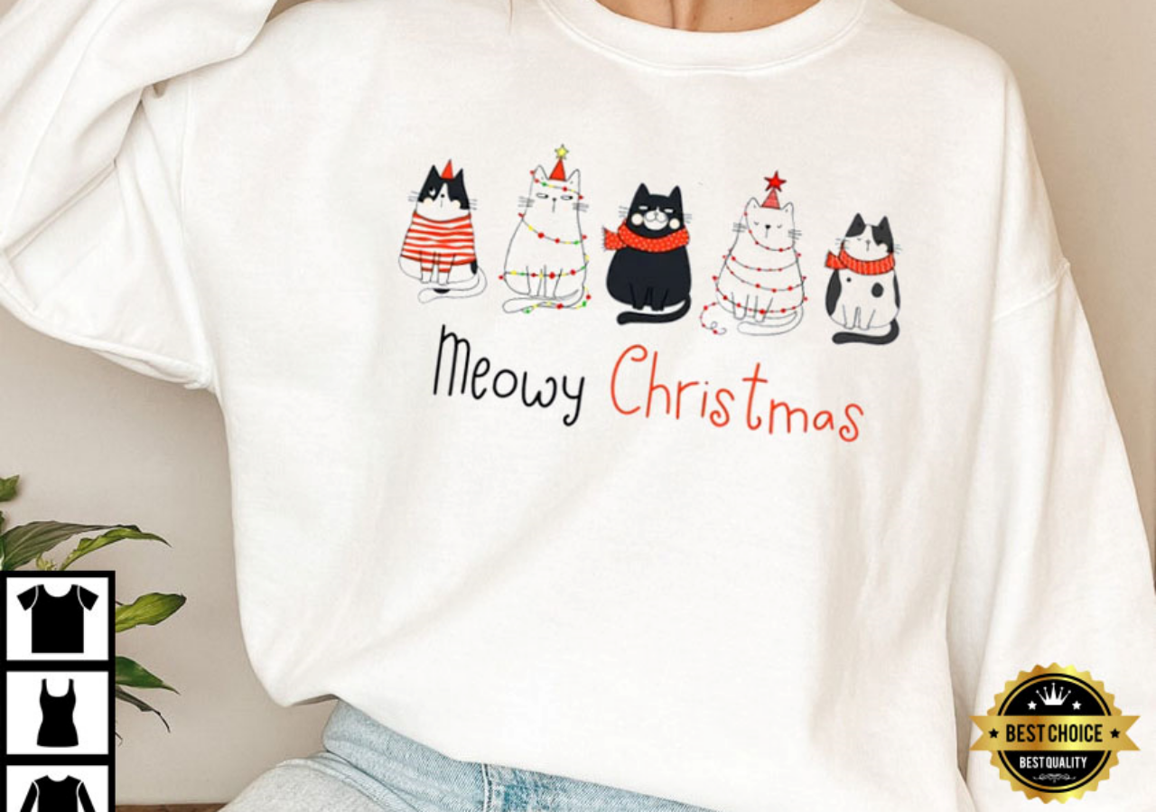 Meowy Christmas Cat Lover T-Shirt