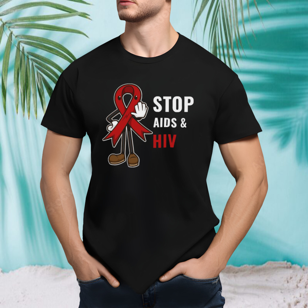 World Aids Day Stop AIDS And HIV Red Ribbon Support shirt