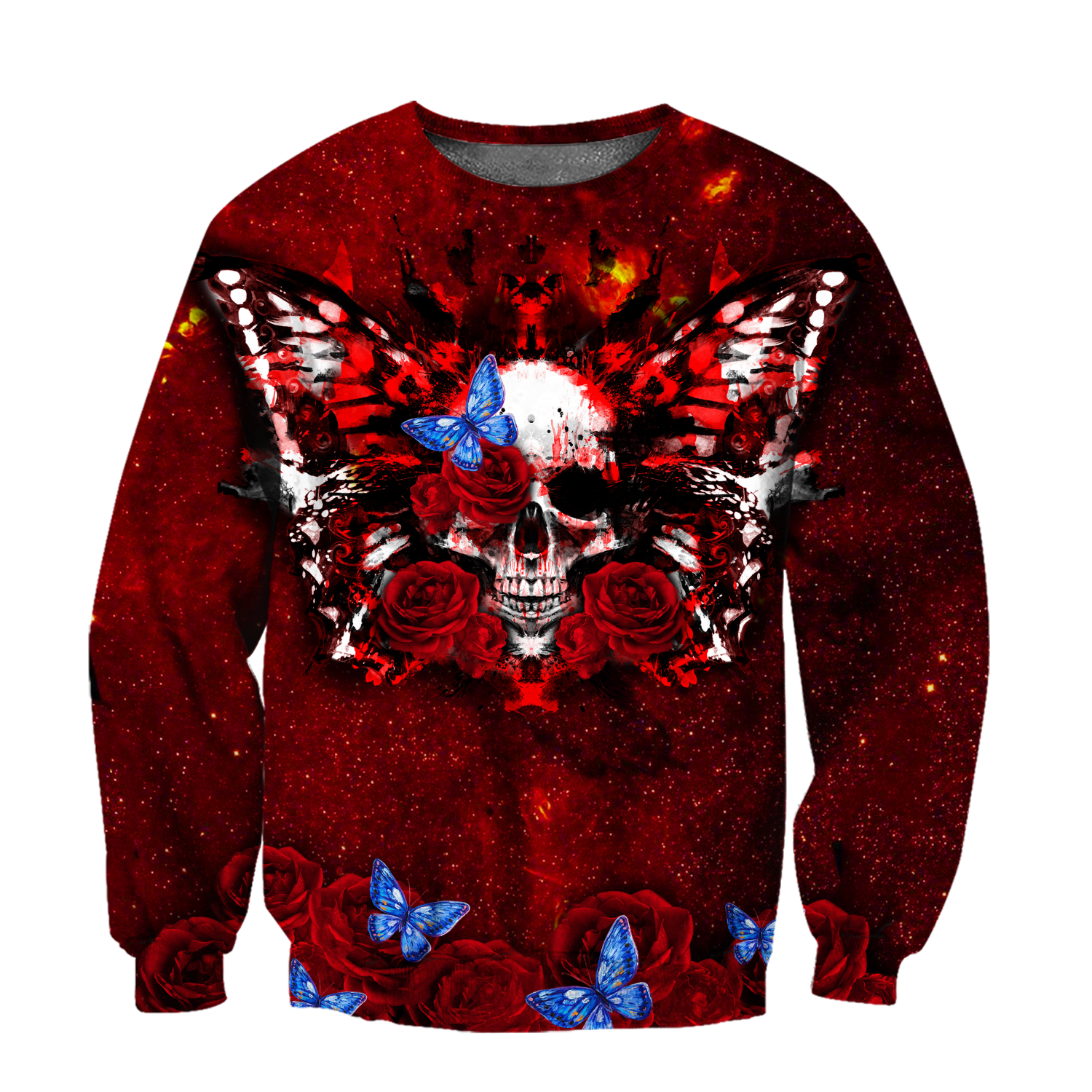 Butterfly Love Skull Red All Over Print For Men _ Women HO1190