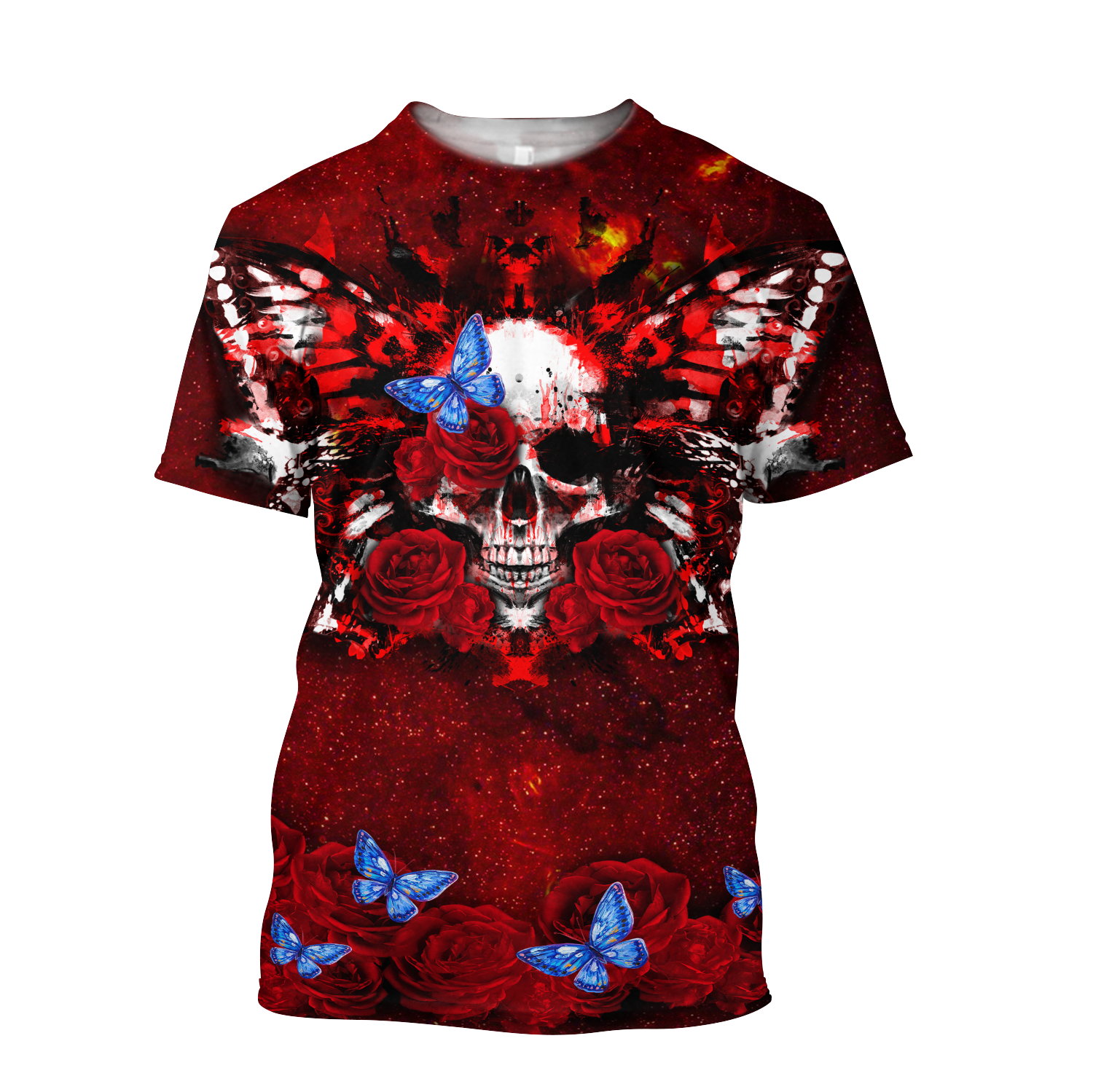 Butterfly Love Skull Red All Over Print For Men _ Women HO1190