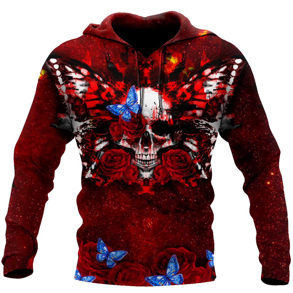 Butterfly Love Skull Red All Over Print For Men _ Women HO1190