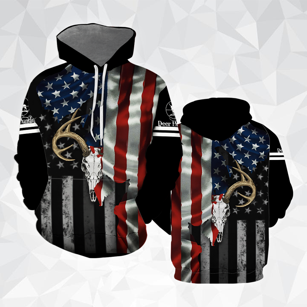 Deer Skull American Flag All Over Print  For Men _ Women  HT4224