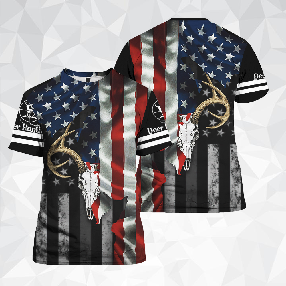 Deer Skull American Flag All Over Print For Men _ Women HT4224