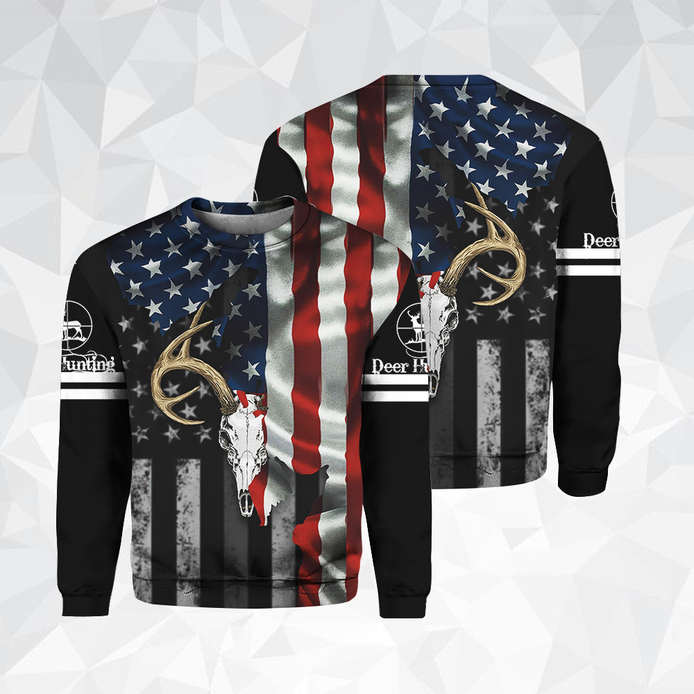 Deer Skull American Flag All Over Print For Men _ Women HT4224