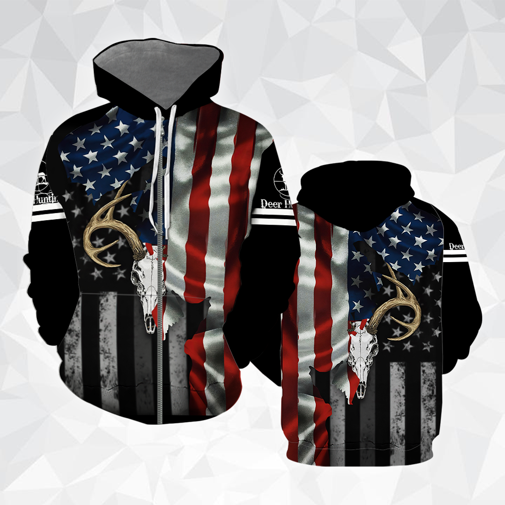 Deer Skull American Flag All Over Print For Men _ Women HT4224