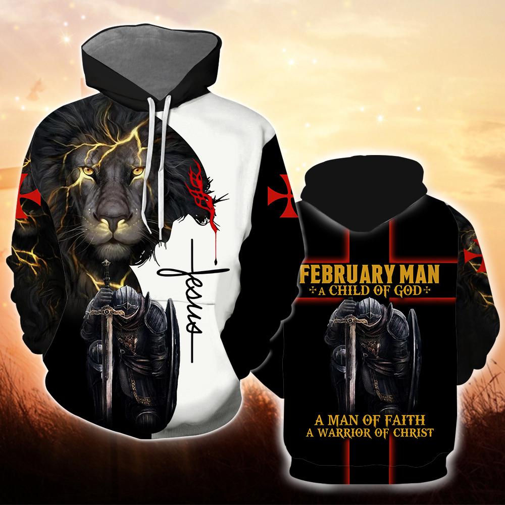 February Man A Child Of God A Man Of Faith A Warrior Of Christ All Over Print  For Men _ Women  HT74112