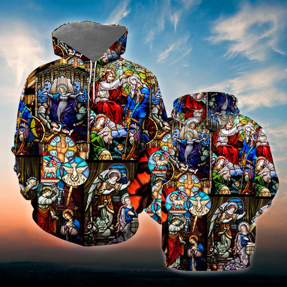 Mary_s Coronation Religious Stained Glass Window All Over Print  For Men _ Women  HP1528