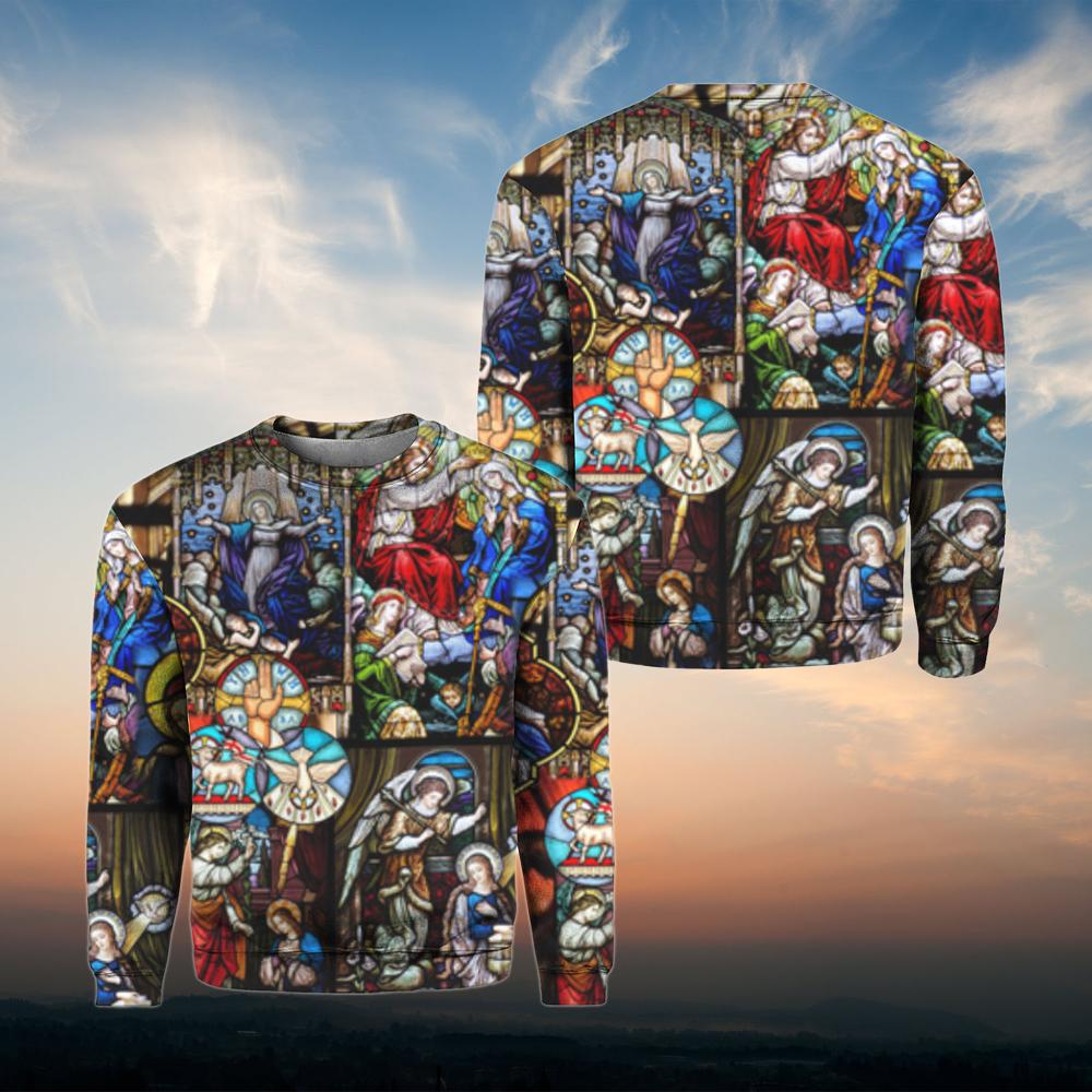 Mary_s Coronation Religious Stained Glass Window All Over Print For Men _ Women HP1528
