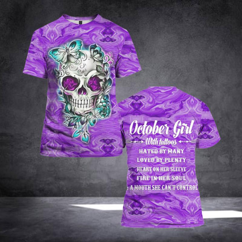 October Girl With Tattoo All Over Print For Men _ Women HT199810
