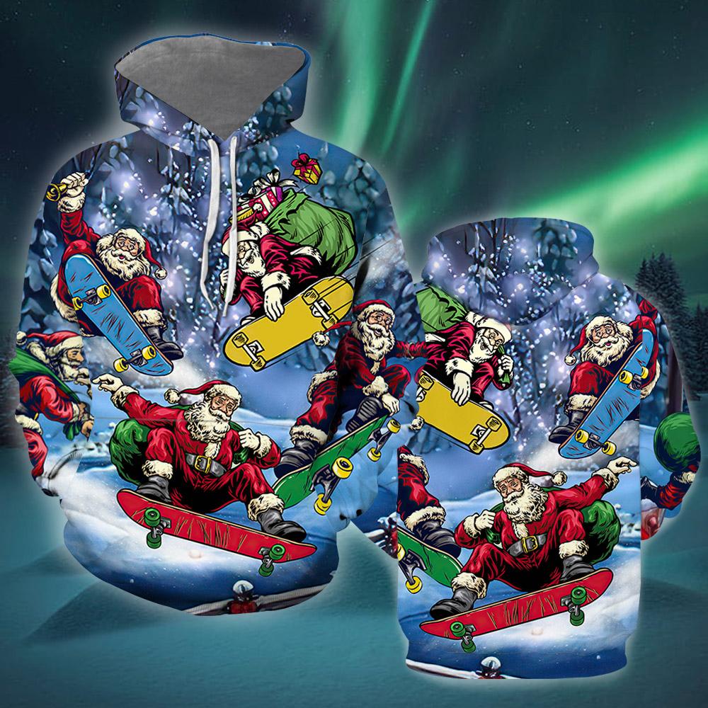 Santa Ride Skateboard And Carrying A Bag All Over Print  For Men _ Women  HP1218