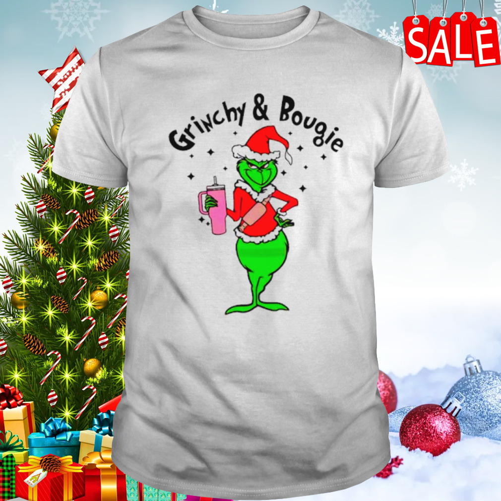 Santa grinchy and bougie pink tumbler shirt