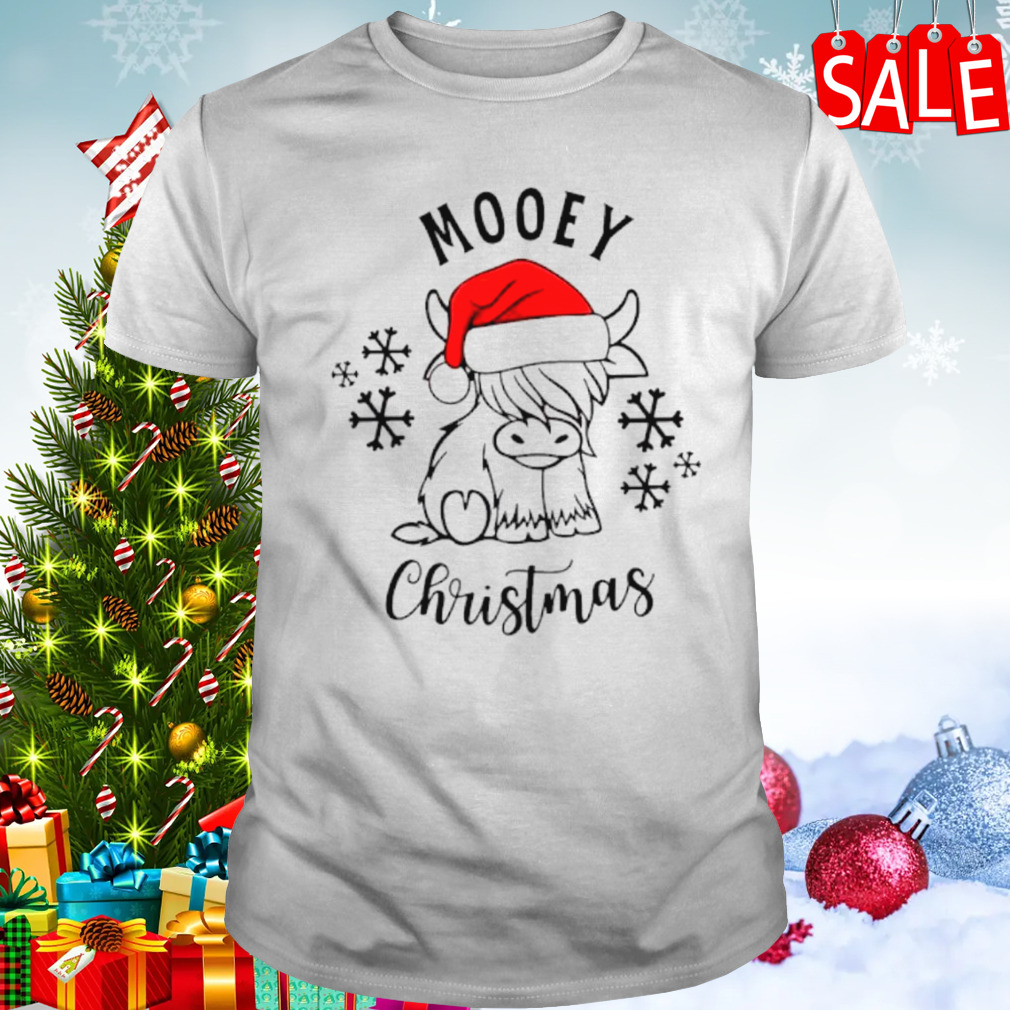 Mooey Christmas with santa hat funny shirt