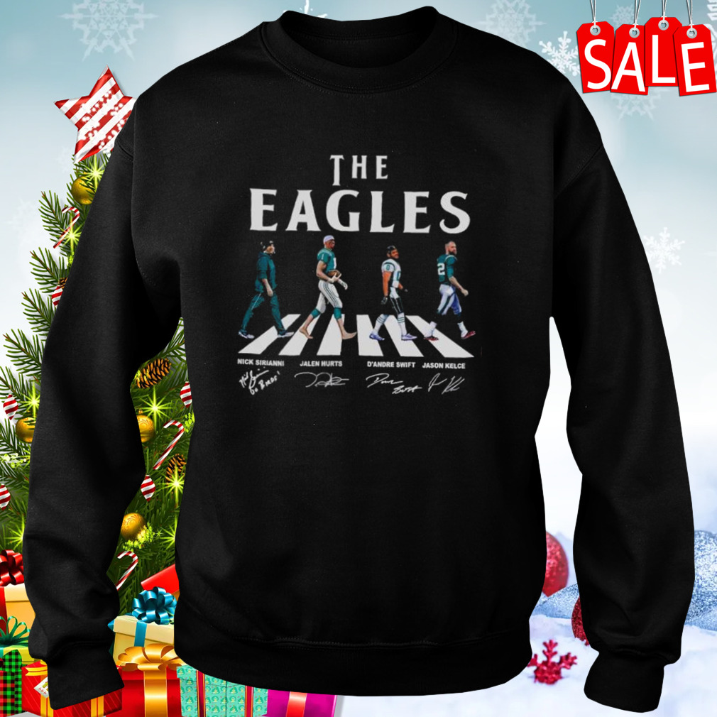 Philadelphia Eagles Walking Abbey Road Nick Sirianni Jalen Hurts D’Andre Swift Jason Kelce Walking Abbey Road Signatures T-Shirt 4 Sweaters