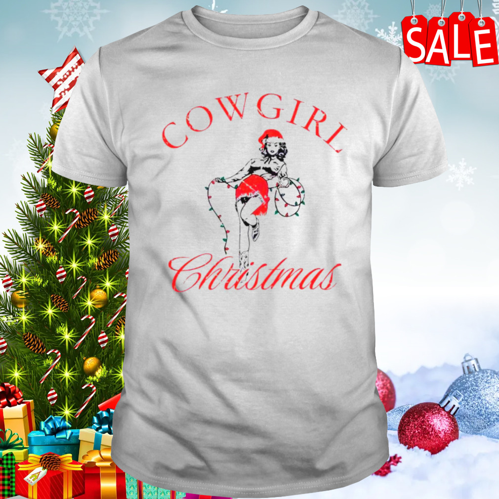 Cowgirl Christmas Santa hat shirt