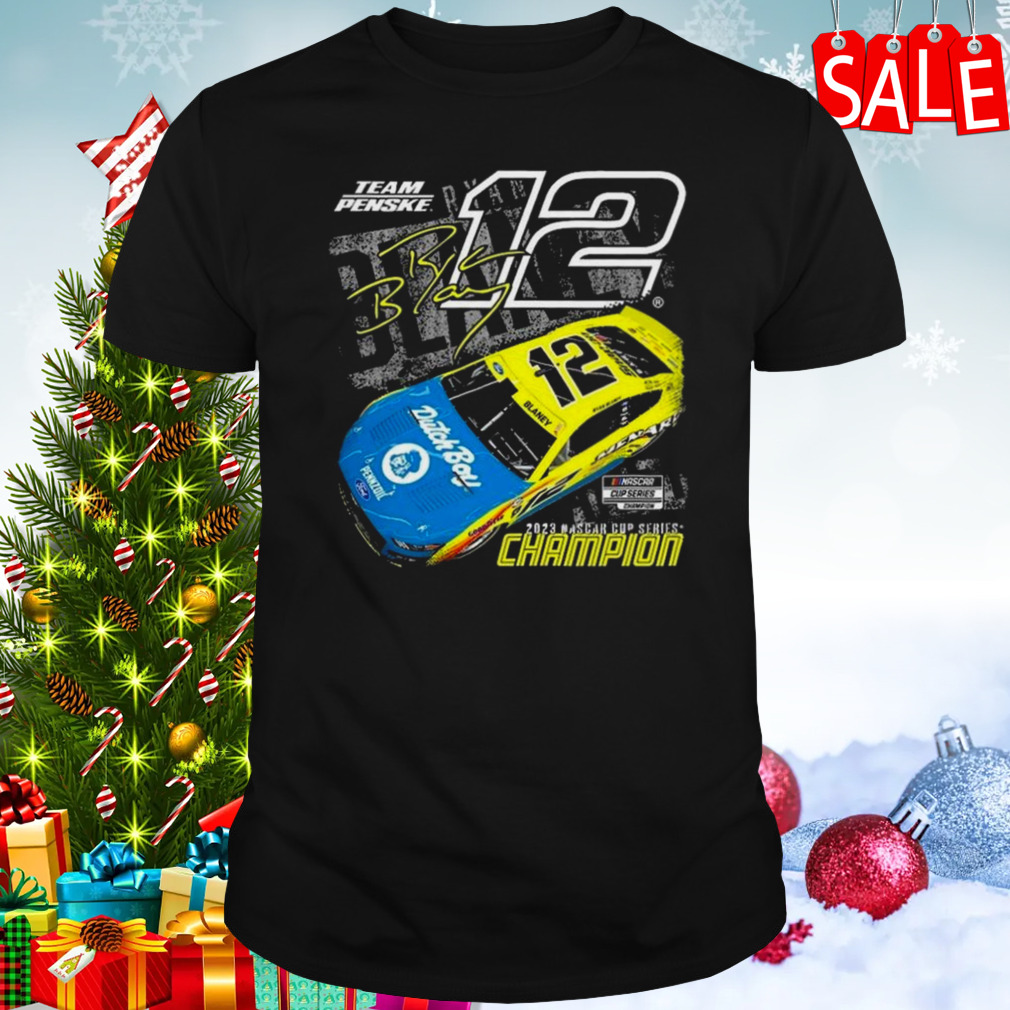 Ryan Blaney Team Penske Black 2023 NASCAR Cup Series Champion Official Car Signature T-shirt