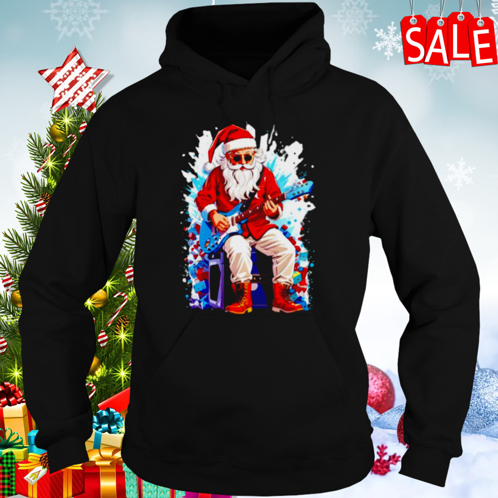 Santa Claus playing an electric guitar Christmas shirt 5 Hoodies