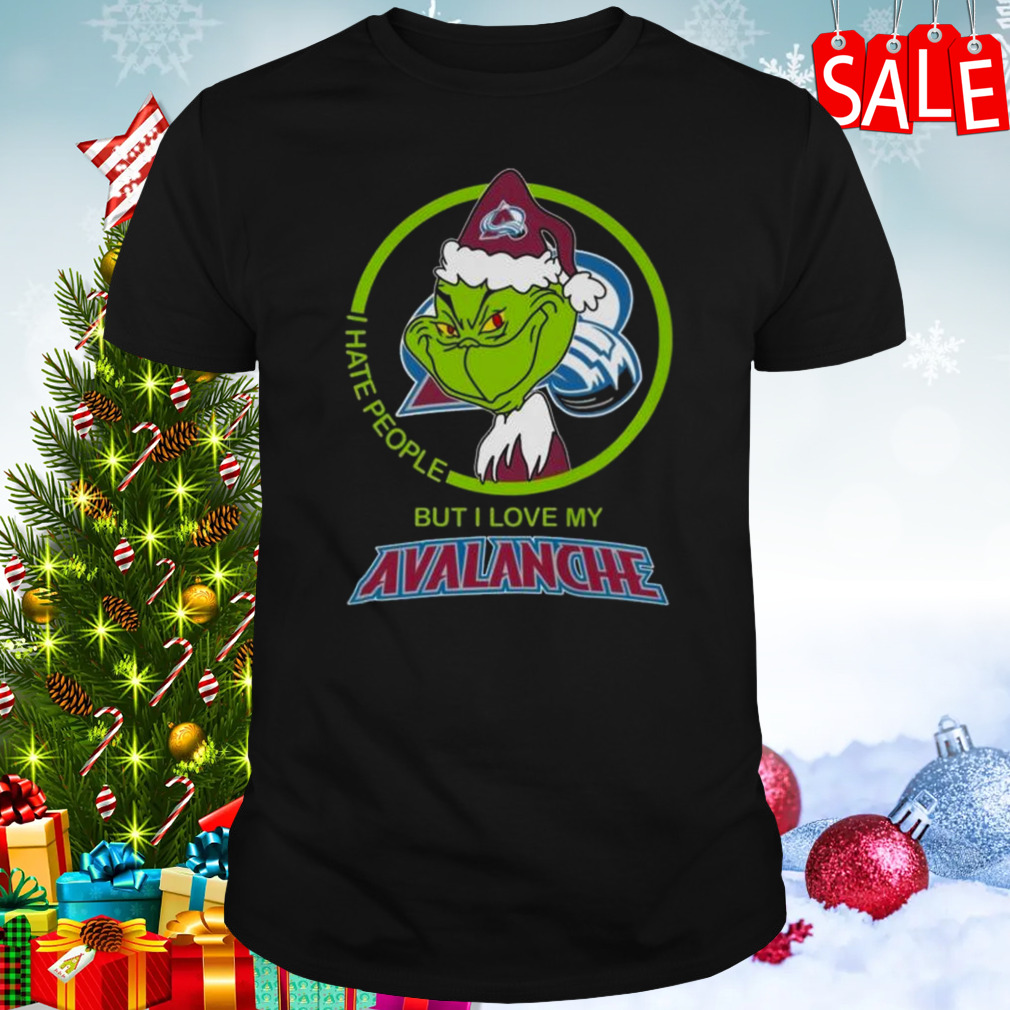 Santa Grinch I Hate People But I Love My Colorado Avalanche Christmas Shirt