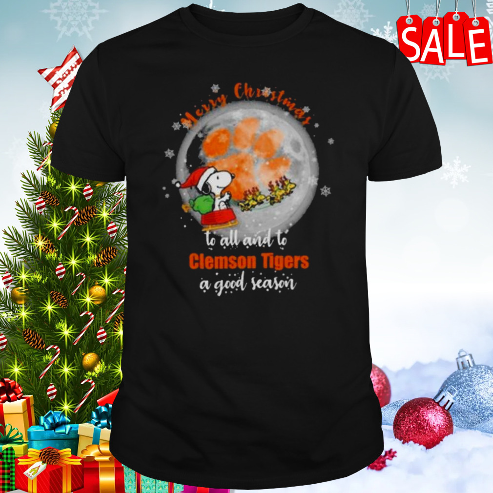 Santa Snoopy Merry Christmas To All And To Clemson Tigers A Good Season Shirt