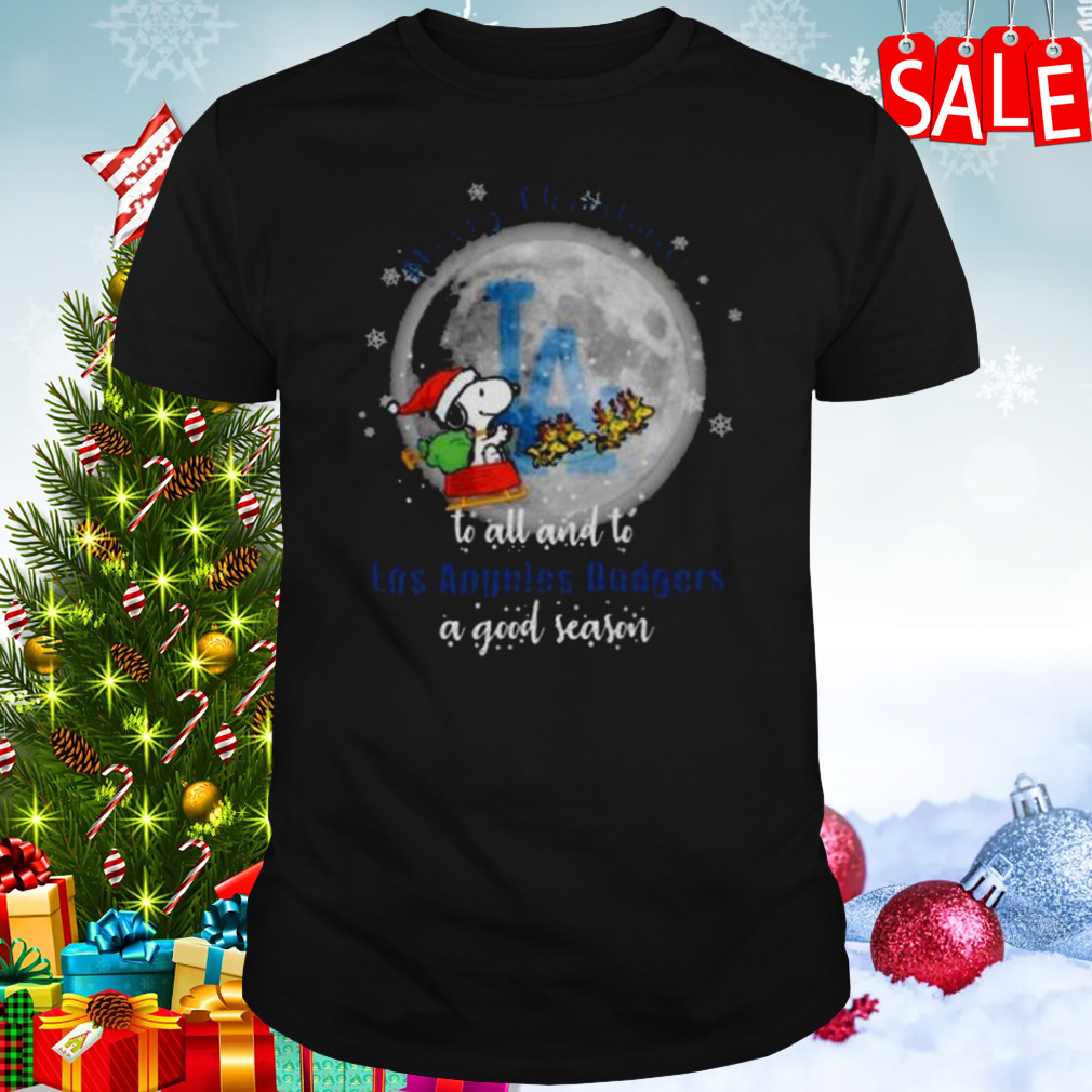 Santa Snoopy Merry Christmas To All And To Los Angeles Dodgers A Good Season Shirt