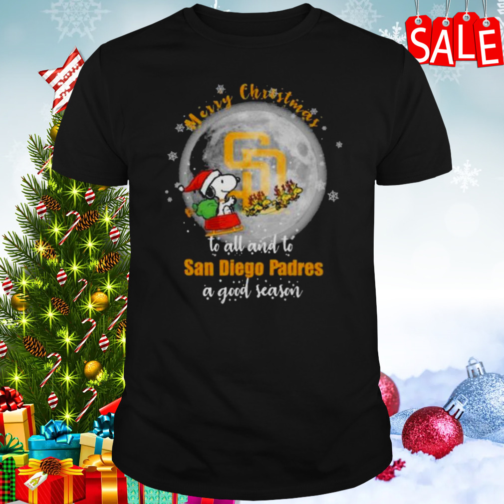 Santa Snoopy Merry Christmas To All And To San Diego Padres A Good Season Shirt