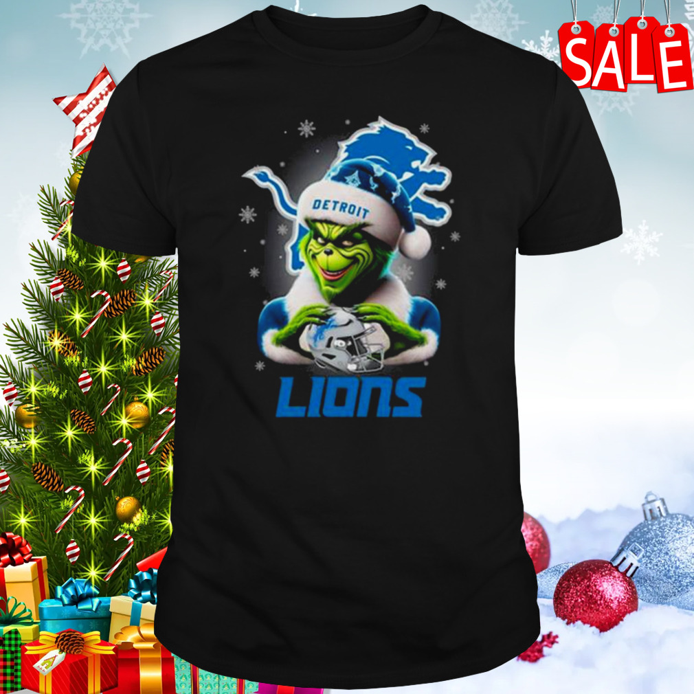 The Santa Grinch Love Detroit Lions Merry Christmas T-Shirt
