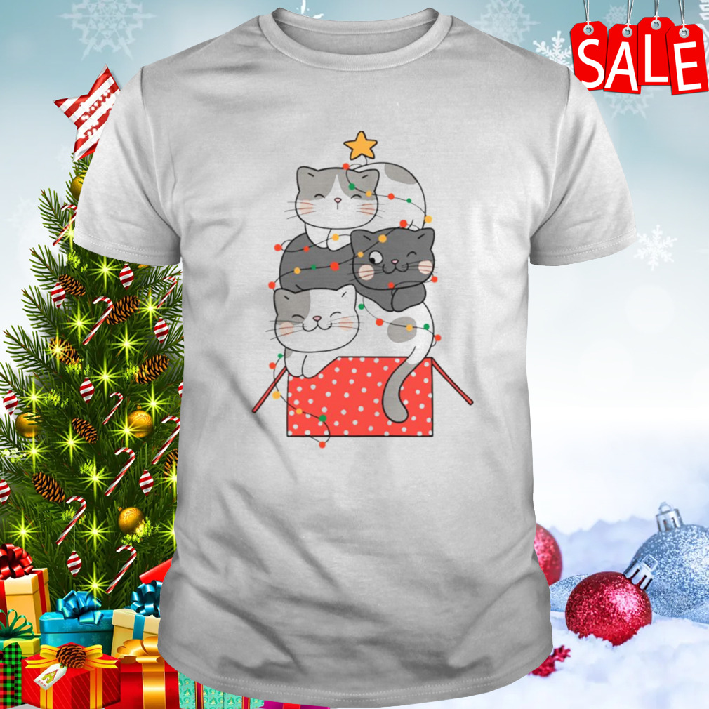 Meowy Christmas Tree Cat Lover shirt