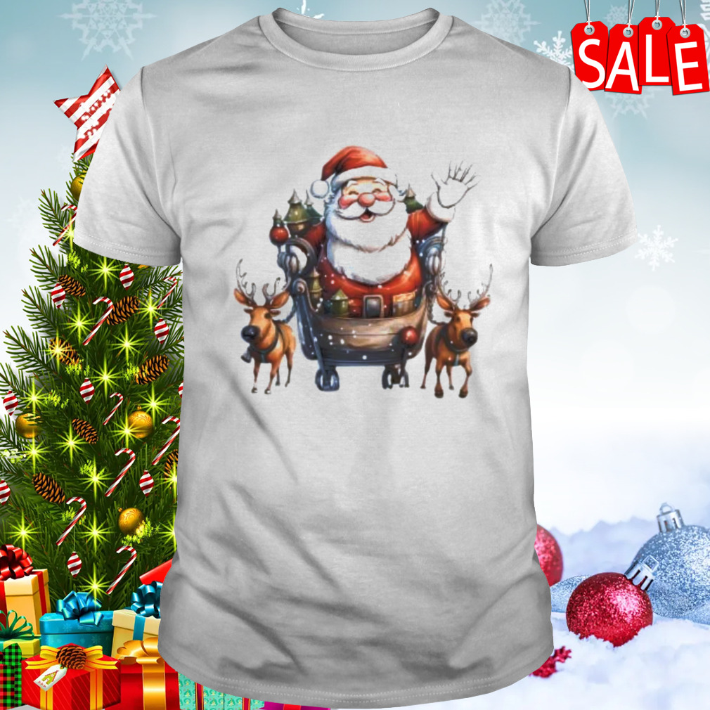 Santa sleigh reindeer Christmas shirt