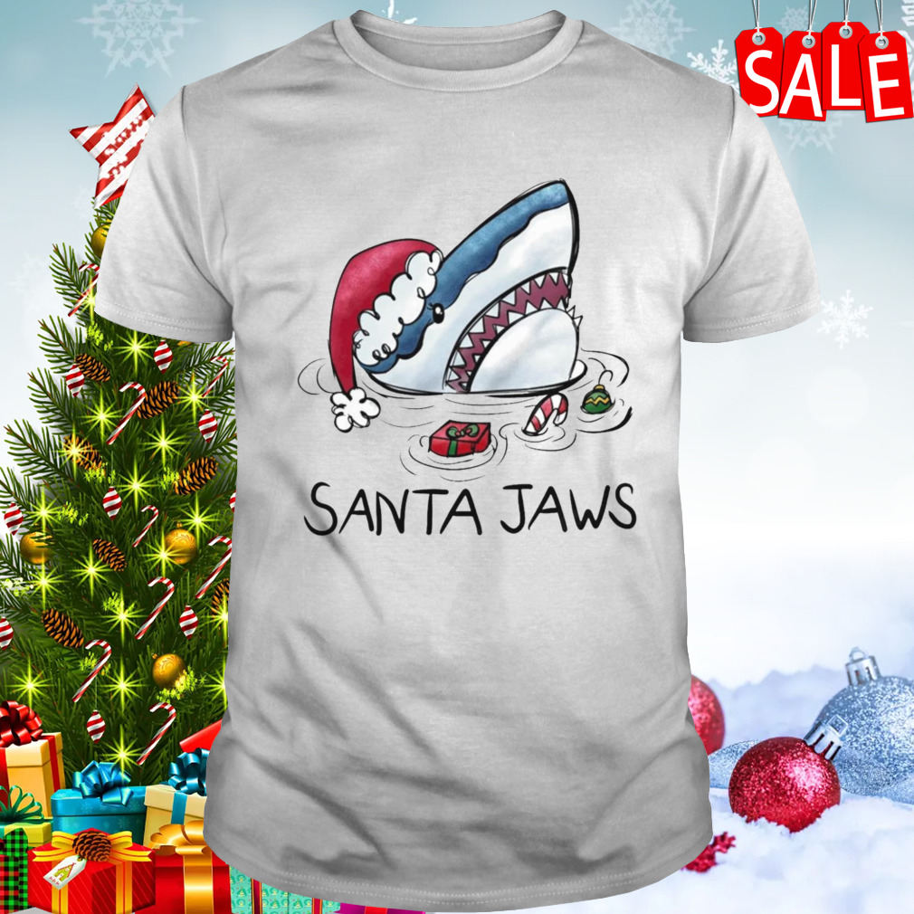 shark Christmas Santa jaws shirt