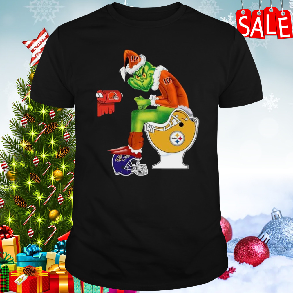Grinch Santa Cincinnati Bengals toilet Christmas 2023 shirt