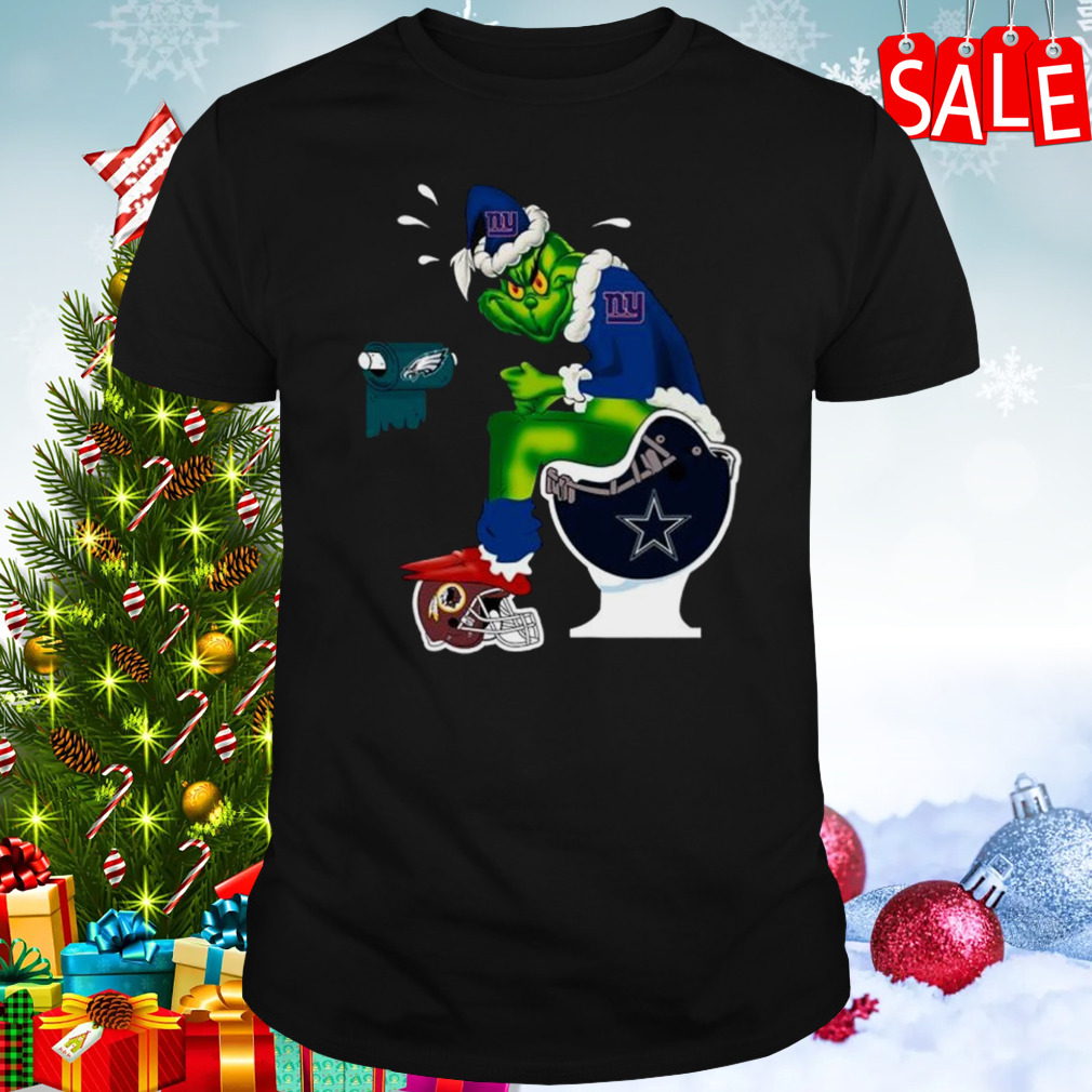 Grinch Santa New York Giants toilet Christmas shirt
