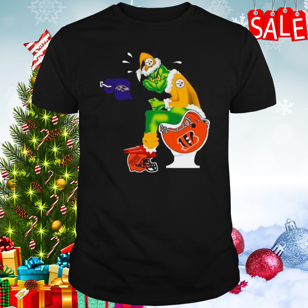 Pittsburgh Steelers Santa Claus Grinch toilet Christmas 2023 shirt