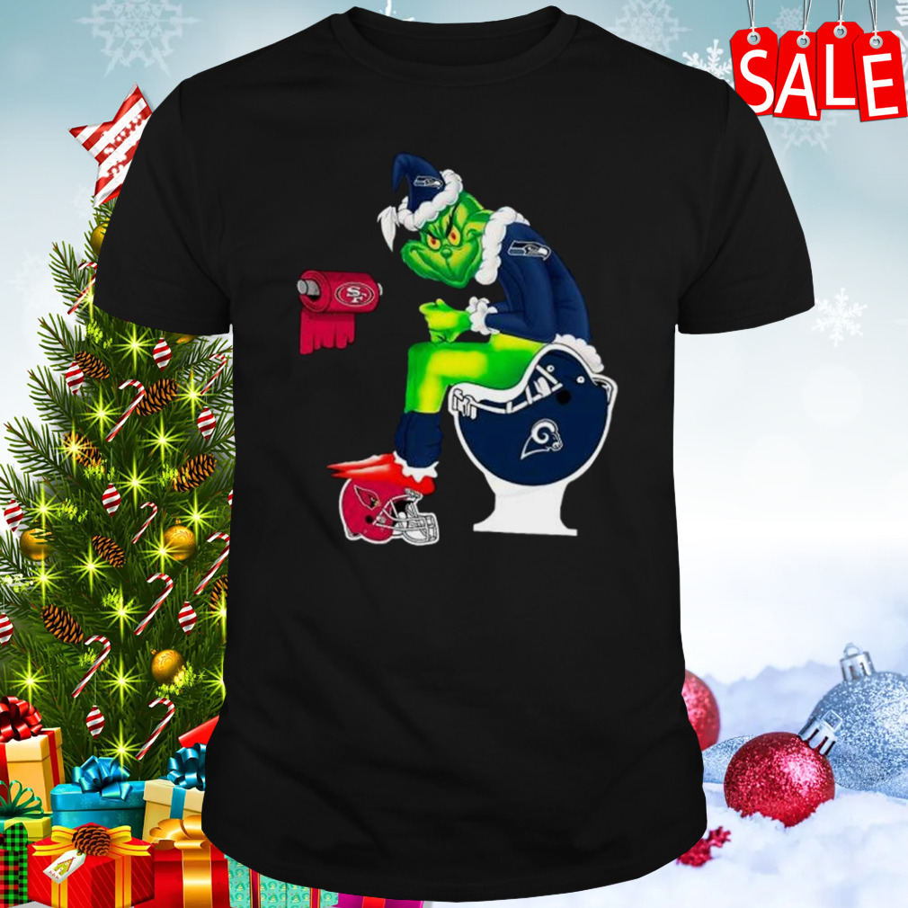 Santa Grinch Seattle Seahawks toilet Christmas 2023 shirt