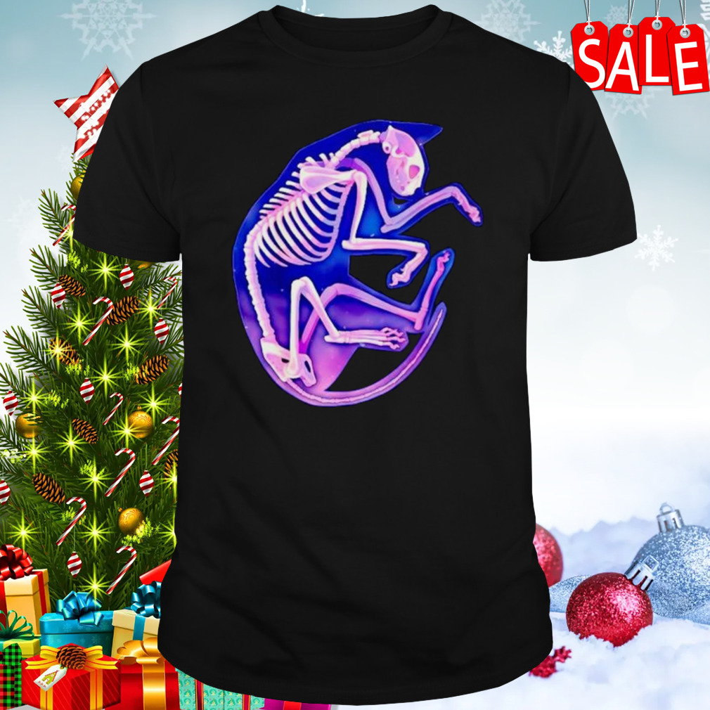 Skeleton galaxy cat shirt