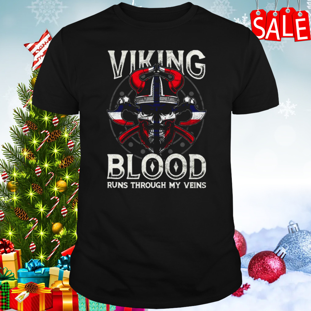 Viking Blood Norwegen Flag Skull Norwegian shirt