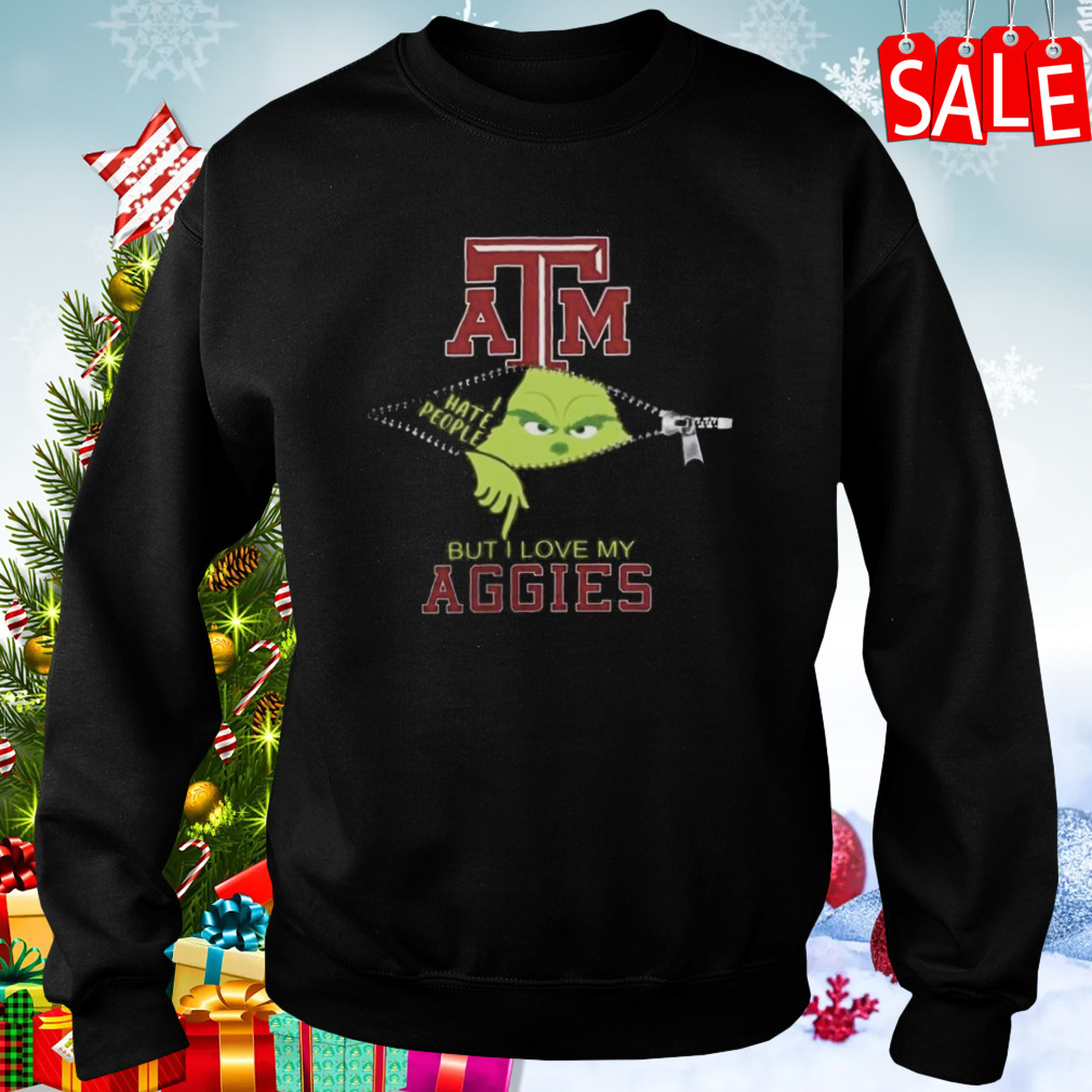 Grinch Zipper I Hate People But I Love My Texas A&m Aggies T-shirt 4 Sweaters