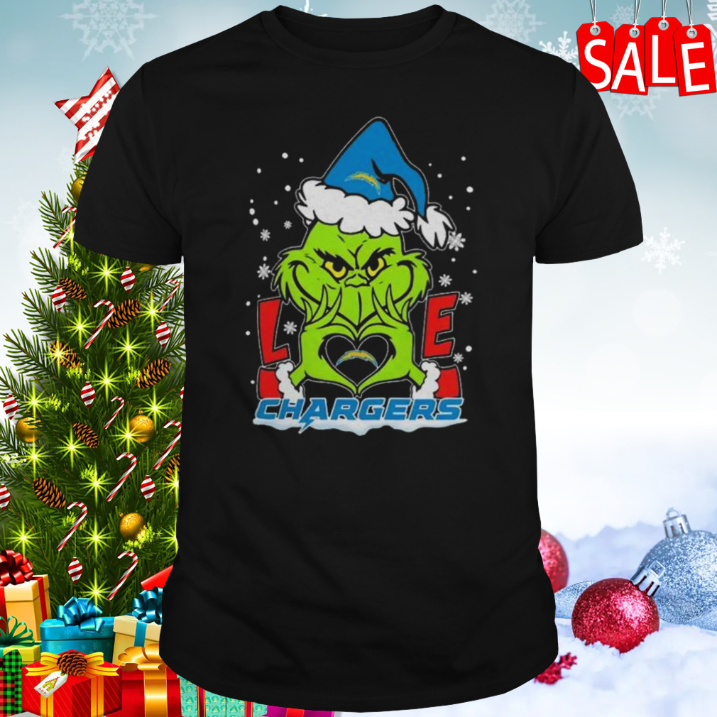 The Grinch Love Heart Los Angeles Chargers Football Christmas 2023 Shirt