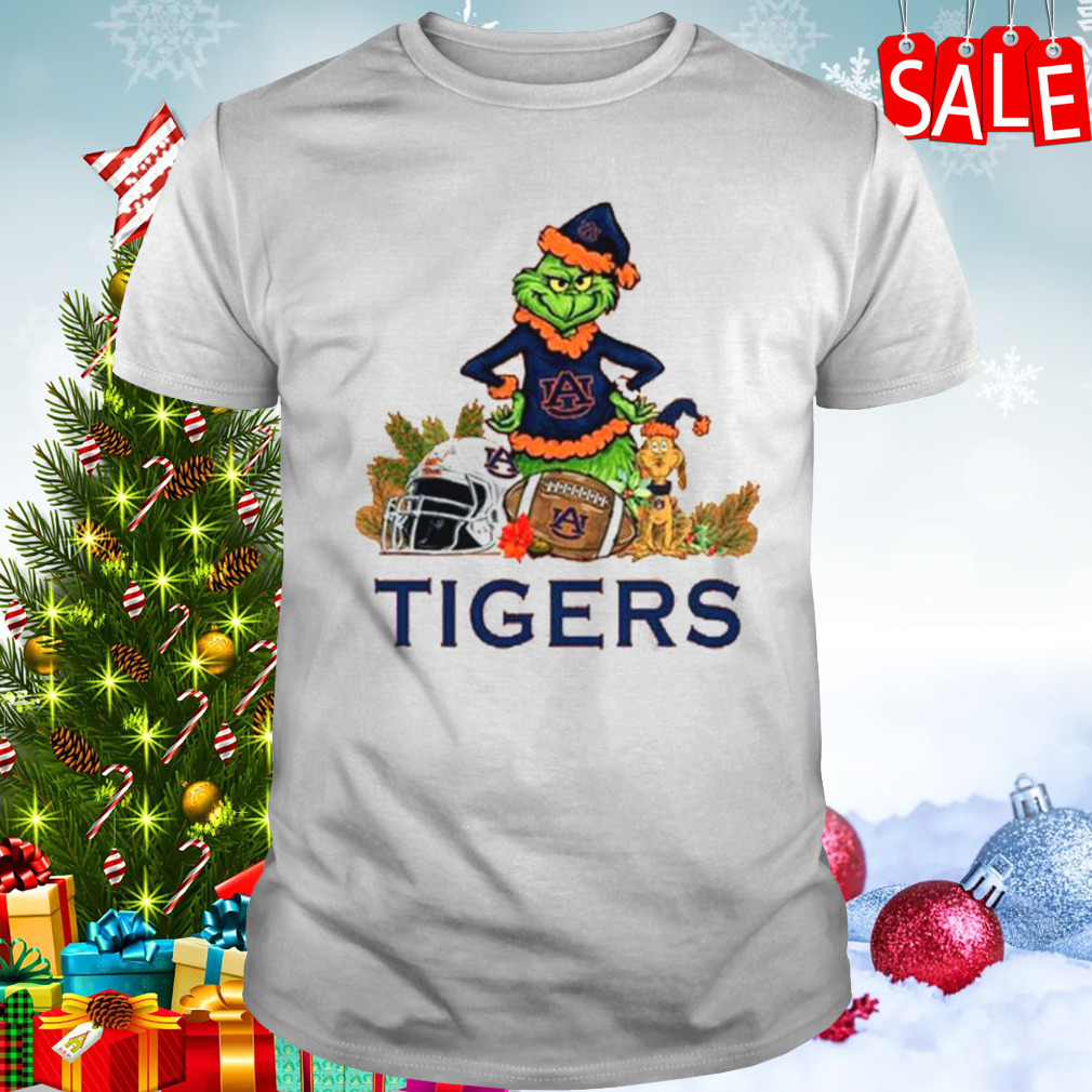 Auburn Tigers Santa Grinch And Dog Merry Christmas T-Shirt